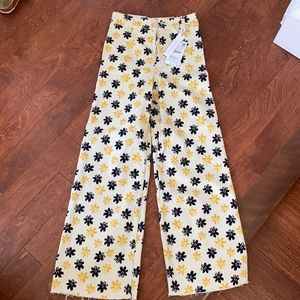 Zara floral wide leg pants/flare
